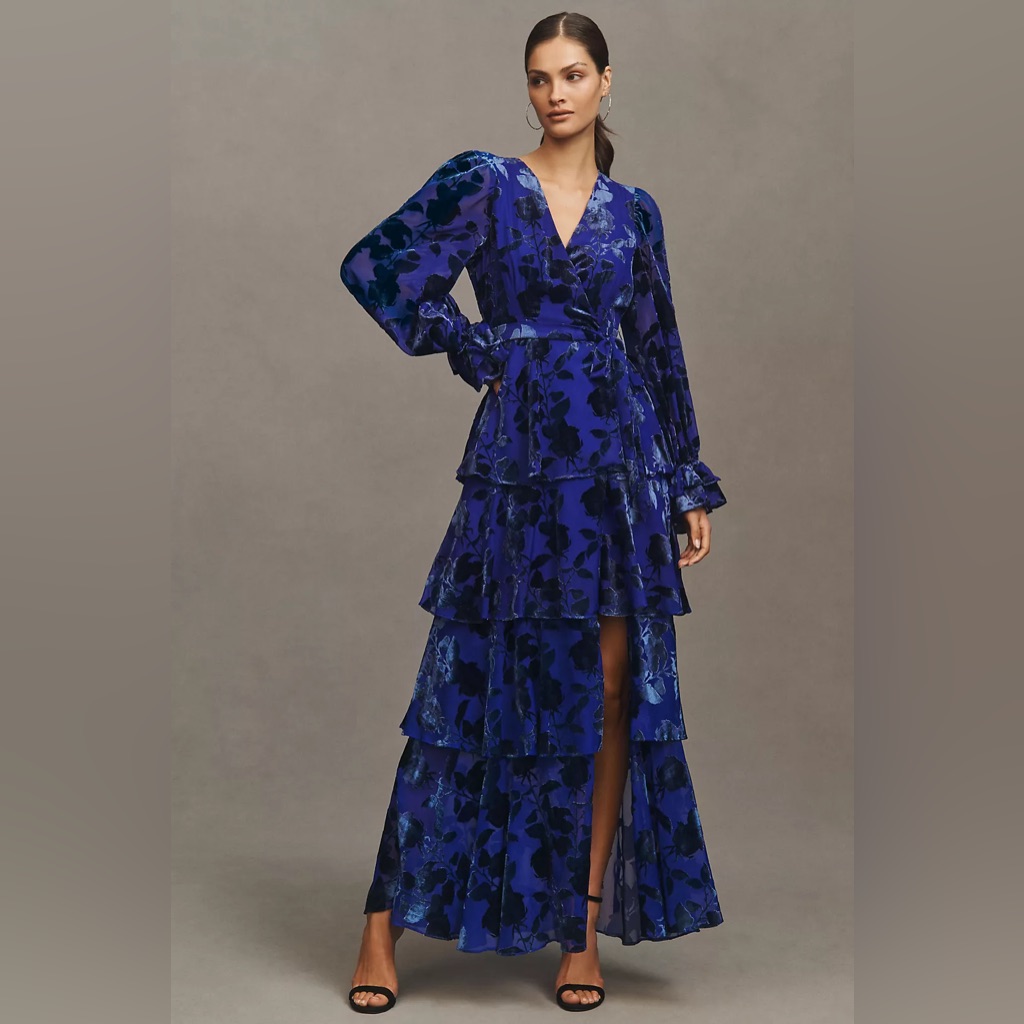 Hutch Bardot Long-Sleeve Floral Wrap Dress